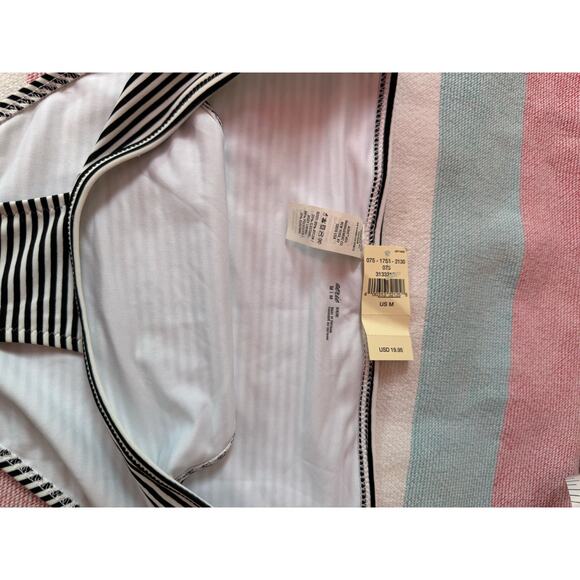 NWT, Women, Aerie, Low Rise Bikini Bottom, Black and White Striped, Sz M - Picture 4 of 6